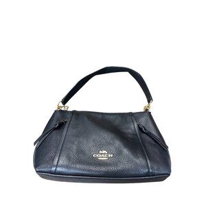 Coach NY Marlon Black Leather pebbled Shoulder HandBag size M SKU 9216